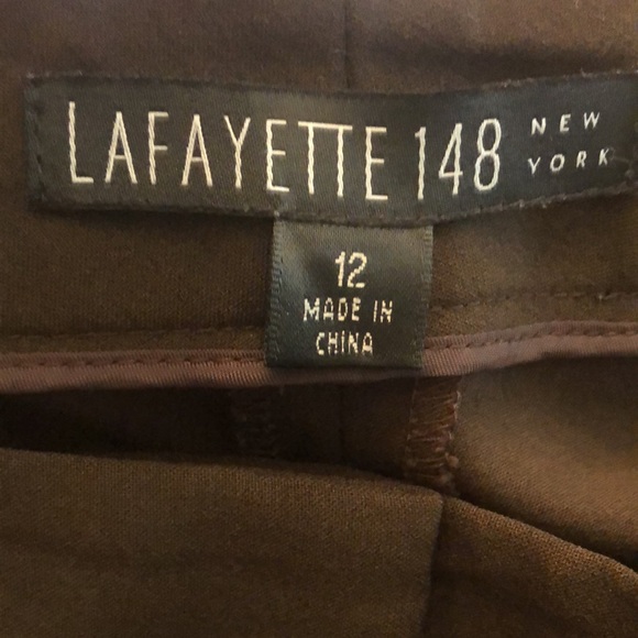 Lafayette 148 New York Chocolate Brown Flat Front Wool Wide Leg Trousers Pants - Picture 7 of 9